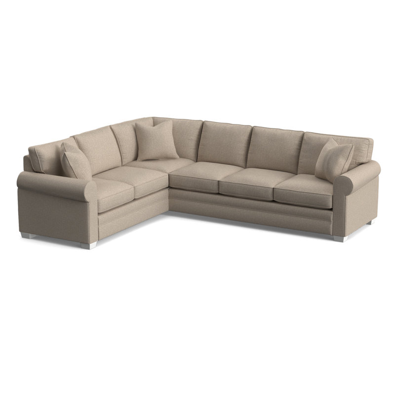 Bedford Upholstered L-Sectional, Frost White Finish, Left Hand Facing, Ivory Crypton Performance; 0886-91
