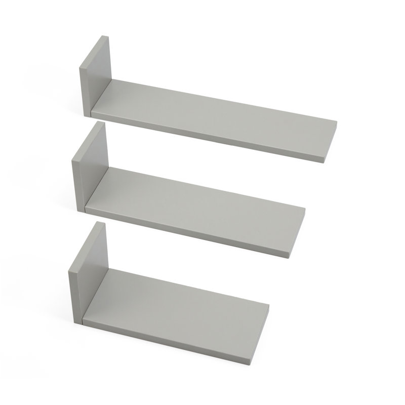 Tutti Bambini Rio 3 Piece  L-Shaped Wall Shelves Set, Dove Grey