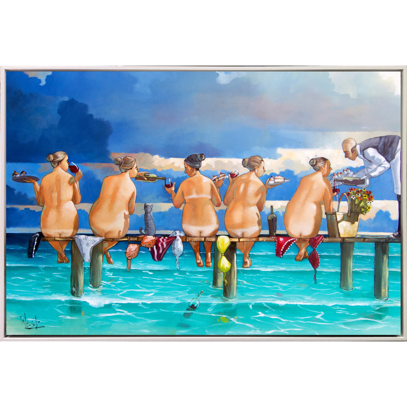«Avilyn Wine On The Jetty», art mural sur toile, H 16 po x l 20 po, Cadre flottant blanc