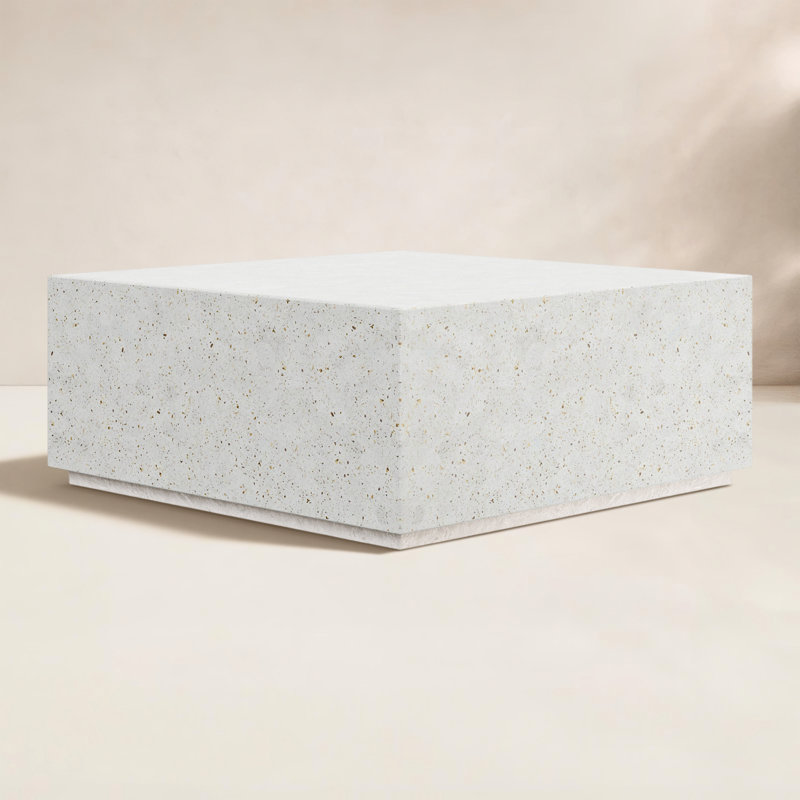 Mixx Bloc Coffee Table, 16.5" H x 47.25" W x 47.25" D, Ivory Terrazzo