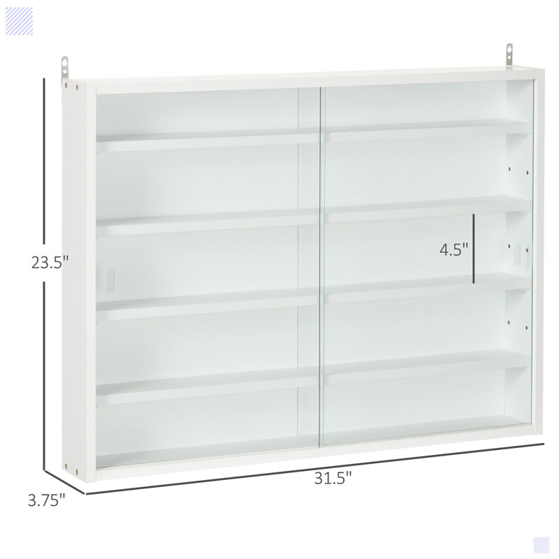 Johnrichard 5-Tier Display Cabinet, Glass Display Case with 2 Doors and Adjustable Shelves, White