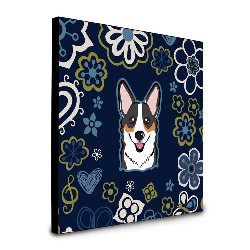 Art encadré fleurs teckel à long Bissell, Corgi tricolore