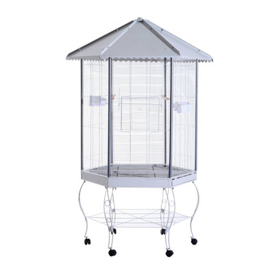 Franconia Covered Canopy Portable Aviary Flight Bird Cage with Storage Shelf