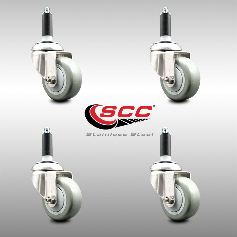 Roulettes pivotantes, gris, H 3,5 po x l 3,5 po