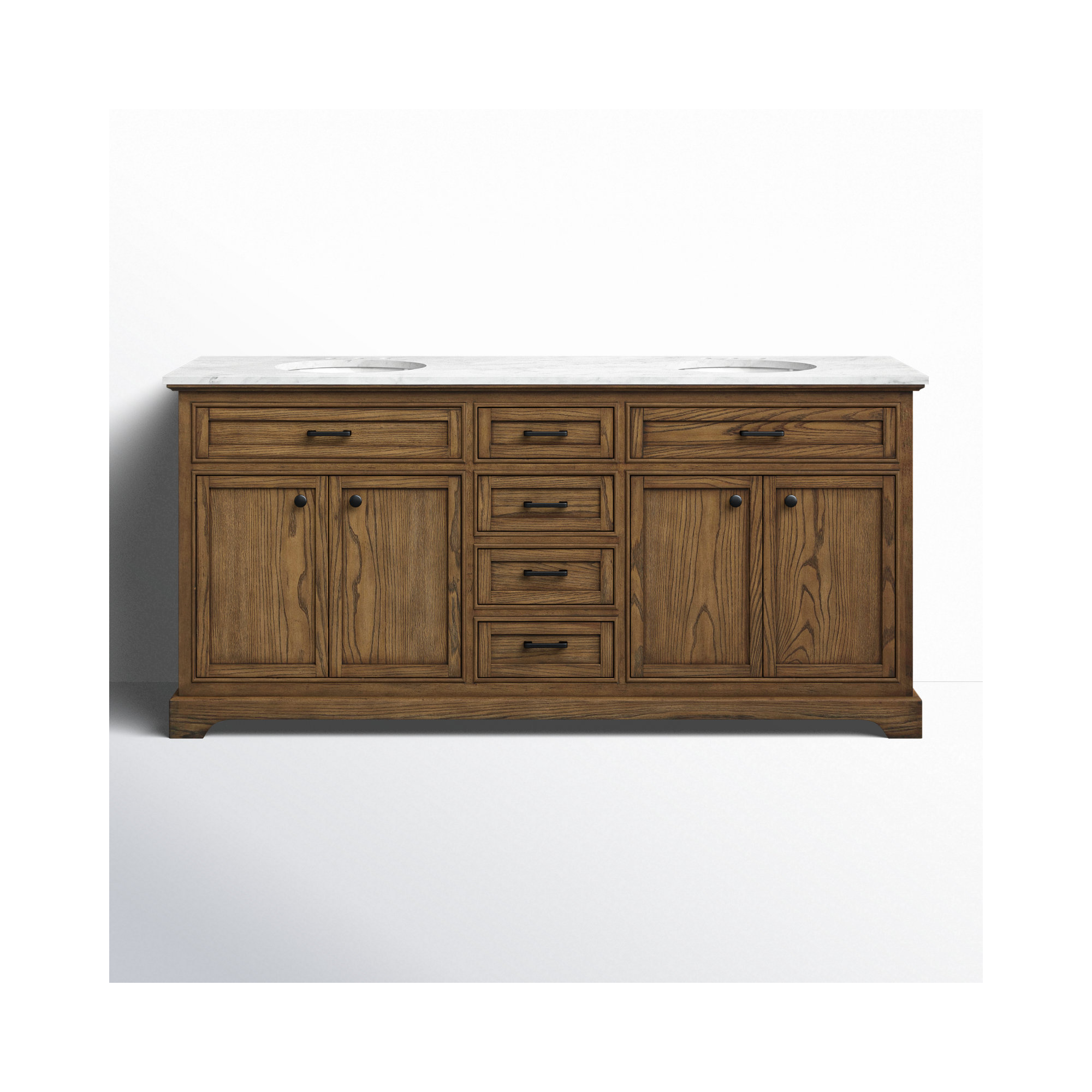 Hermes 72'' Double Bathroom Vanity, Driftwood, Carrara White