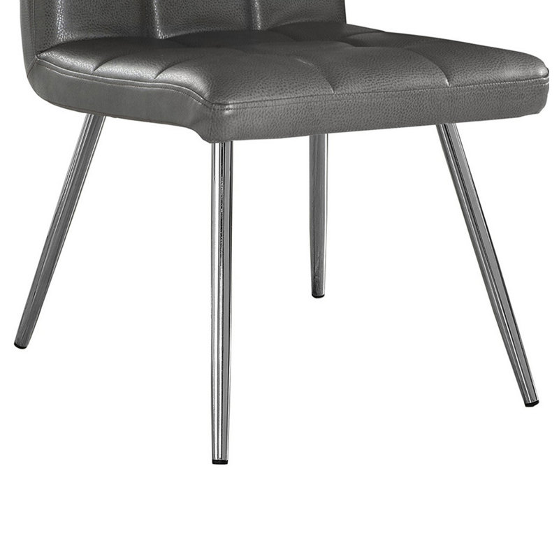 Contemporary Grey Faux Leather and Metal Side Dining Chair