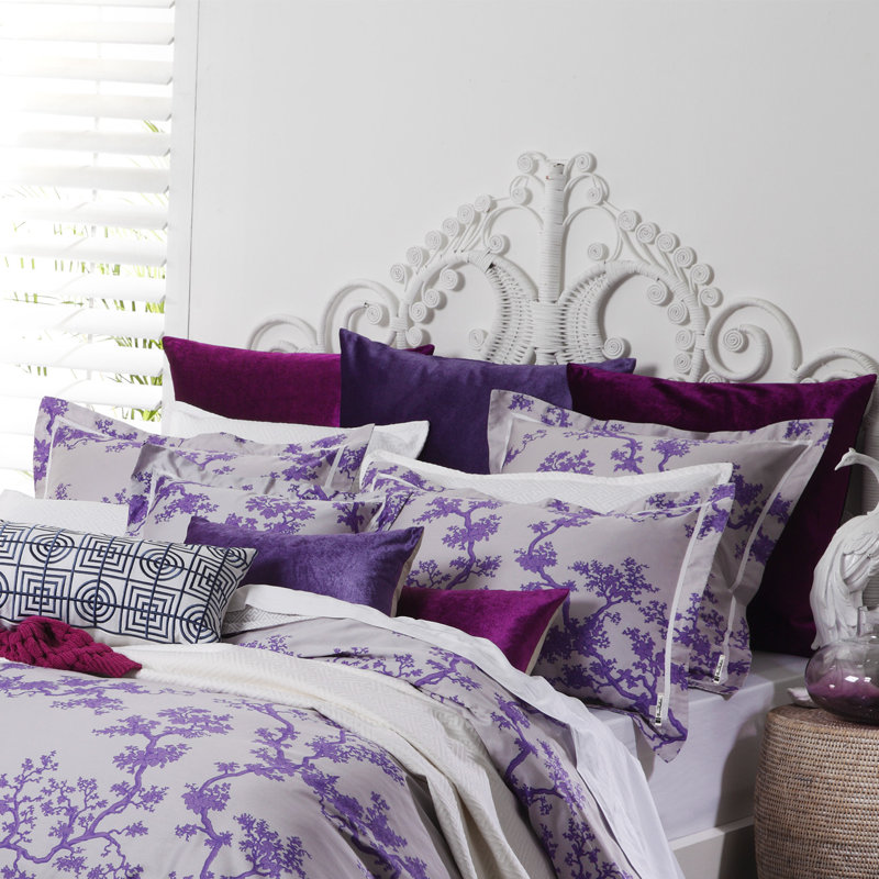 Taie décorative Dix, Violet / gris claire, Européen