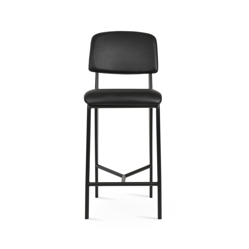 Tabouret de comptoir et de bar Cove, Siège noir / cadre noir, Tabouret de comptoir (siège d'une hauteur de 25 p