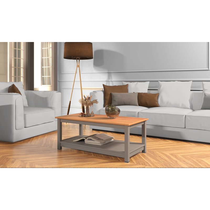 Albrecht Solid Pine Wood Shaker Coffee Table - Timeless simplicity and elegance by Red Barrel Studio., Pine Top/Gray Base