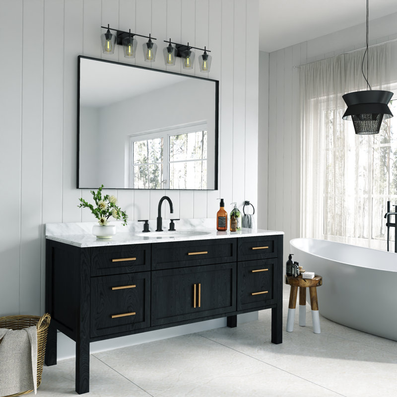 Miroir de salle de bain rectangulaire en aluminium avec verre trempé HD, miroir mural français, H 36 po x l 48 po