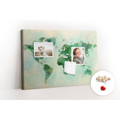 Wall Mounted cork board with print home decor pin board for wall for office bulletin board ideas Watercolor old map