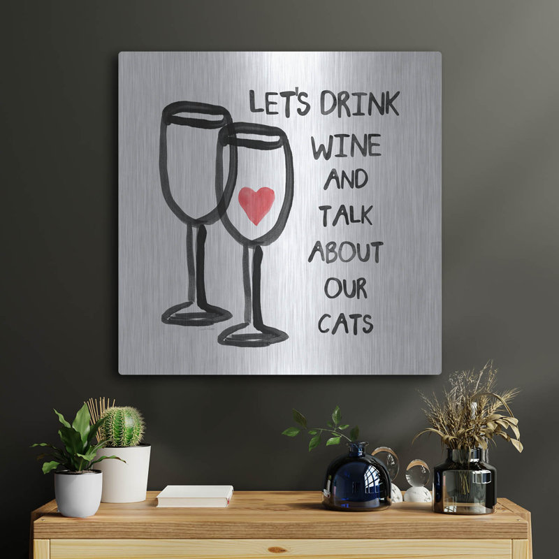 «Wine And Cats» par Linda Woods, H 24 po x l 24 po