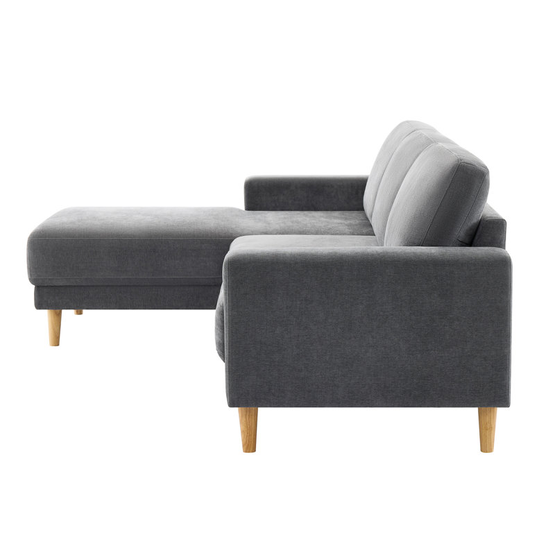 2-Piece 84" Upholstered L Shape Sectional Sofa, Gray Chenille