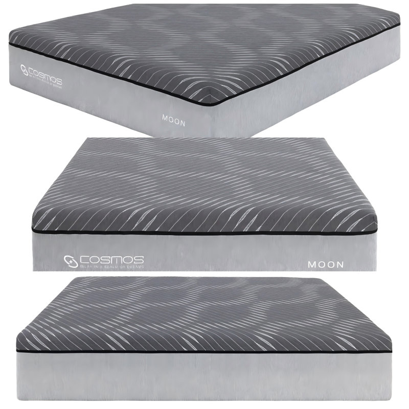 SUN 14" California King Hybrid Mattress - Gray, Pocket Spring & Memory Foam with Soft Waterfall Ticking Cover