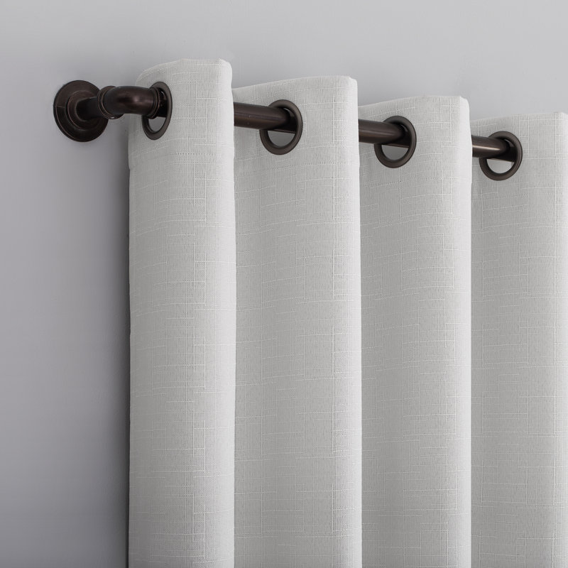 Channing Grid Texture Draft Shield Fleece Insulated 100% Blackout Grommet Curtain Panel, 50" W x 63" H, Pearl