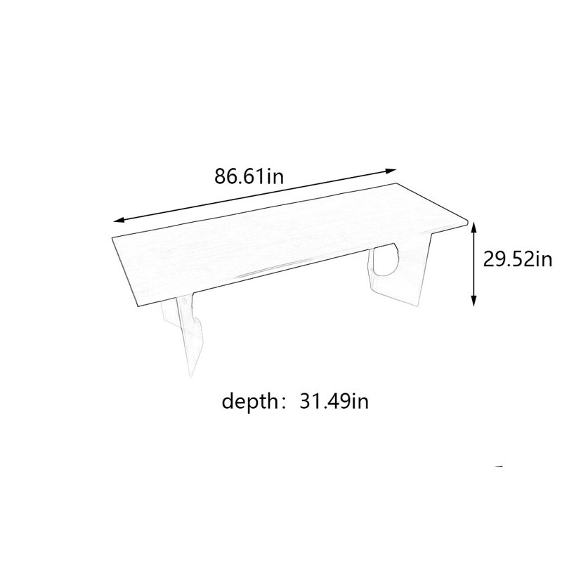 Modern simple solid wood rectangular dining table, 29.52"H x 86.61"L x 31.49"W