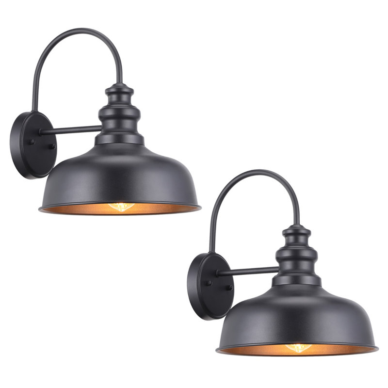 Luminaire de grange col-de-cygne en fer 11 pouces, applique murale de ferme, base E26, imperméable, garantie 2 ans