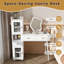 Coiffeuse blanche avec miroir à DEL et rangement - Bureau de maquillage avec 3 tiroirs, tablettes et armoires - 3 modes d'éclairage réglables pour la chambre à coucher | Idée de cadeau