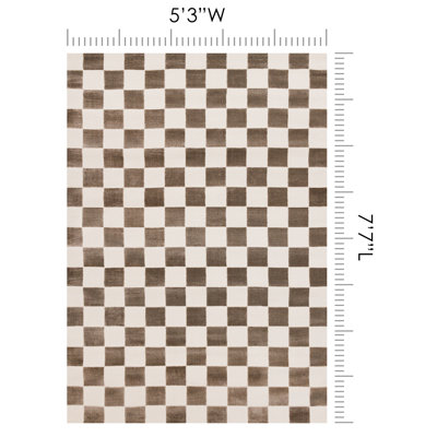 Tapis d'intérieur à carreaux brun Marshay