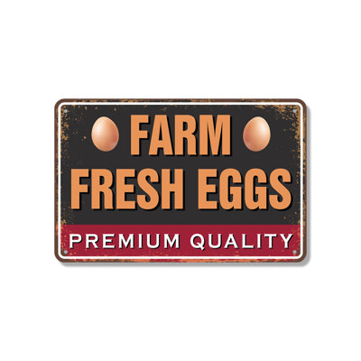 Farm Fresh Eggs Street (2 Pack) 7 Inch x 10 Inch Novelty Aluminum Sign