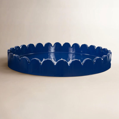Effa Hand-Crafted Round Scalloped Wood Tray