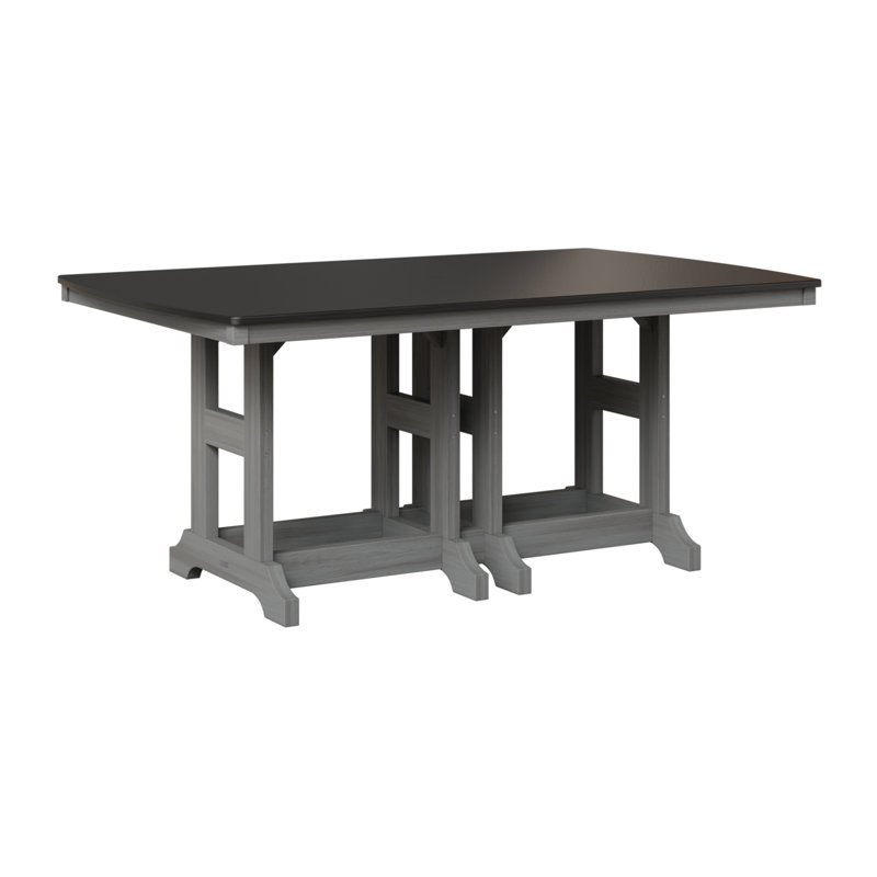 Table de salle à manger rectangulaire Berlin Garden, H 30,87 po x l 72 po x P 44 po, Bois flottant gris, Noir martelé