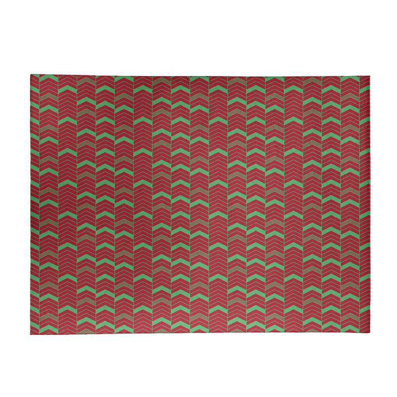 Tapis rouge/vert fait main, Rectangle 9 pi x 12 pi