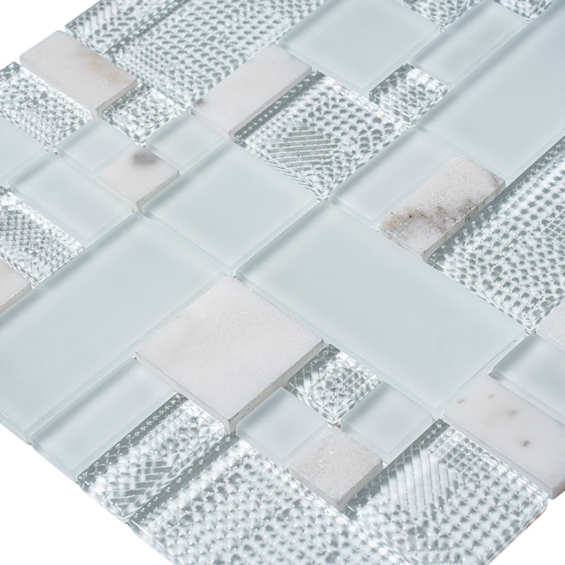 1.9 in. x 1.9 in. Grid Polished Tile, White