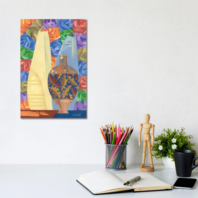 Porcelain And Blue Cats by Neli Lukashyk - Wrapped Canvas Painting, 20.32 cm H x 30.48 cm W