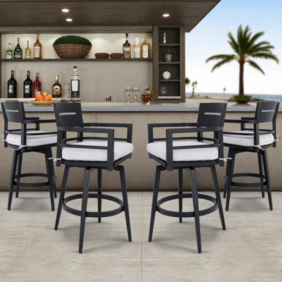 Tabourets de bar pivotants d'extérieur haut de gamme en aluminium avec coussin Sunbrella®