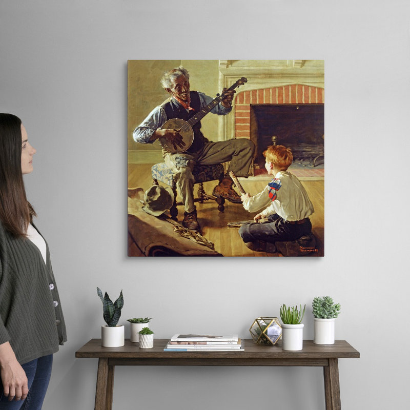 Norman Rockwell, le joueur de banjo, art mural sur toile, H 30 po x l 30 po x P 1,25 po, Toile tendue