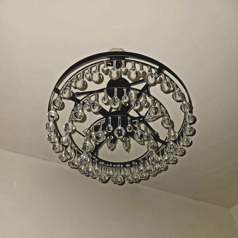 Lustre unique à 9 lumières avec accents de cristal Englehart, Noir