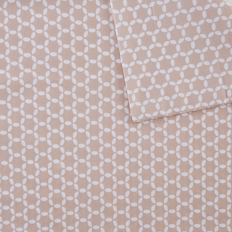 3M Geometric Microfiber Percale Sheet Set, Queen, Blush