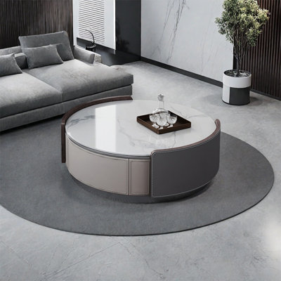 Round rock plate coffee table