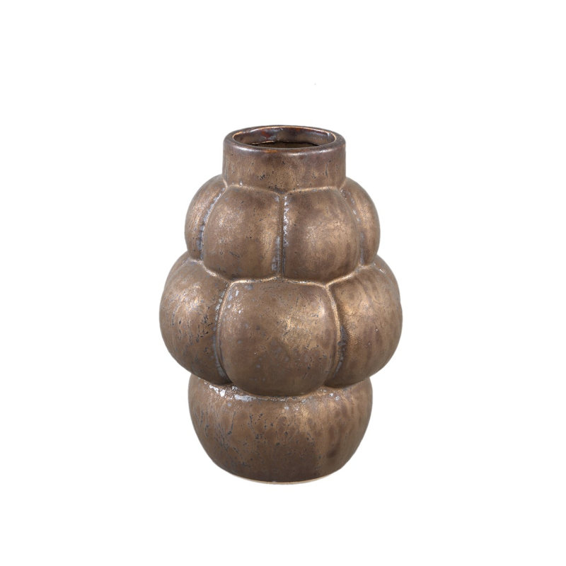 Peasely Ceramics Table Vase, Bronze, 22cm H x 26cm W x 16cm D