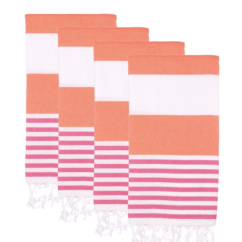 Jennia 100% Cotton Lightweight Beach Towel, Orange/Fuchsia
