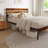 Iron Platform Bed Frame With Rustic Wood Headboard