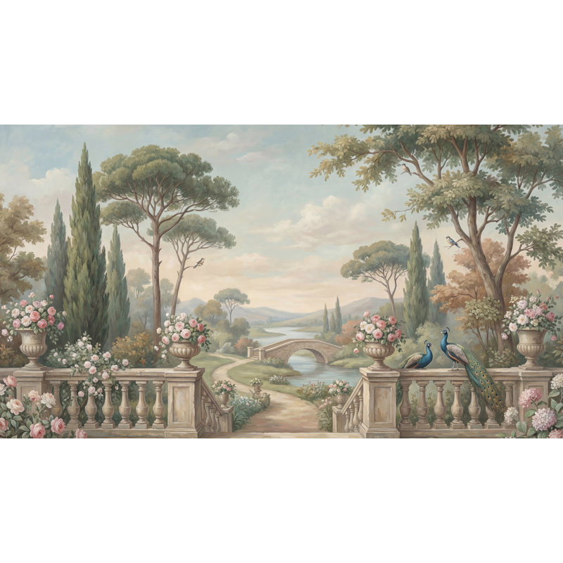 Décoration murale amovible Peacocks, 160 po x 108 po, Peler et coller