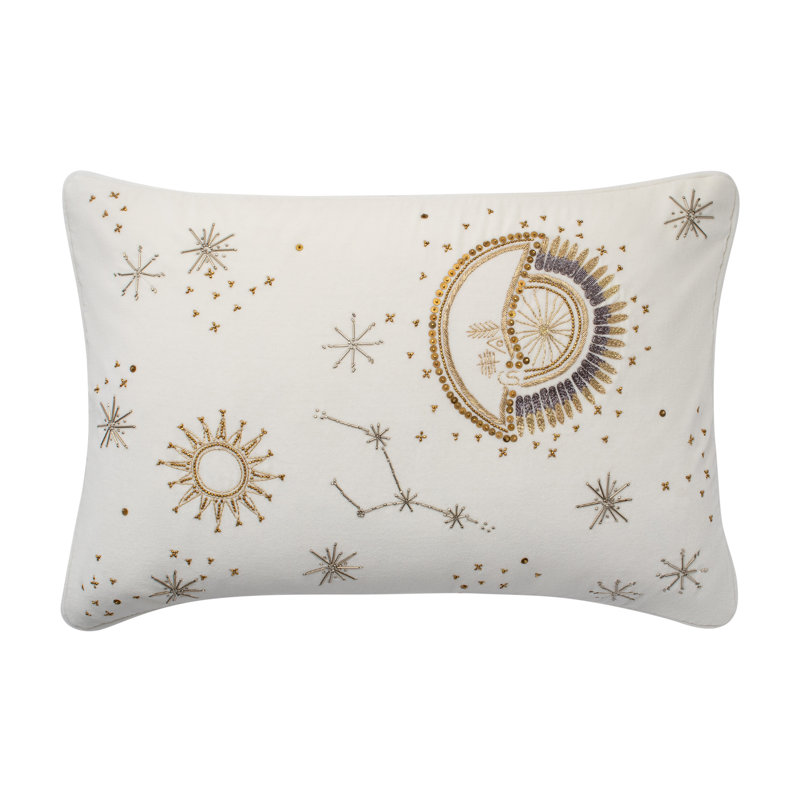 Tassels;Embroidered Down Throw Pillow, White