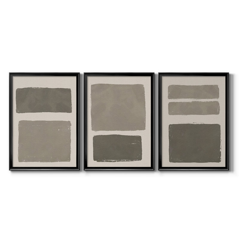 Neutral Color Block I - Toile tendue avec châssis sur mesure - 3 pièces