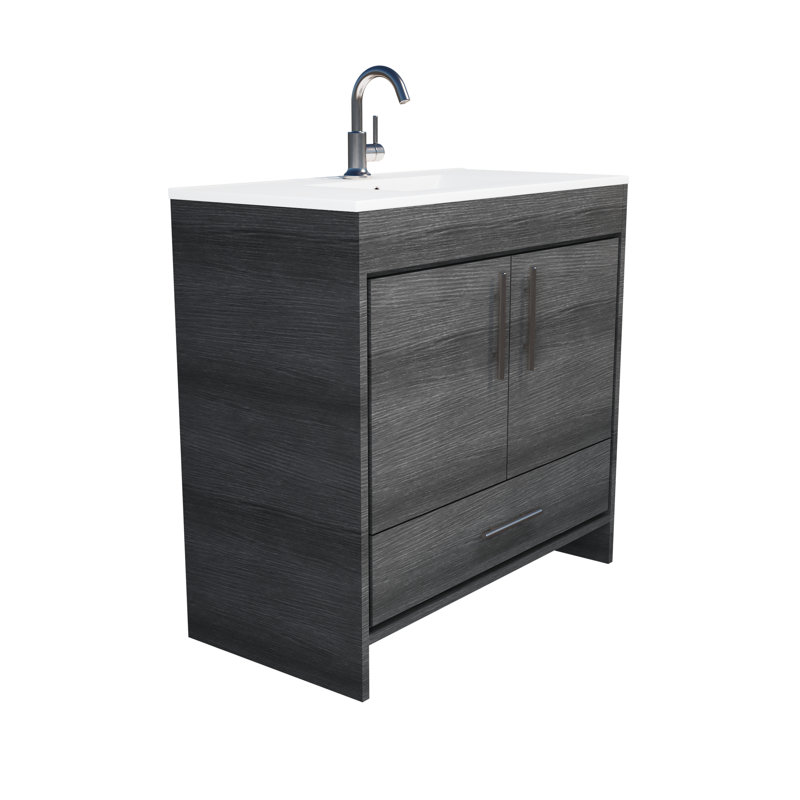 Ensemble de meuble-lavabo simple 36 po Sallisaw, Black Ash