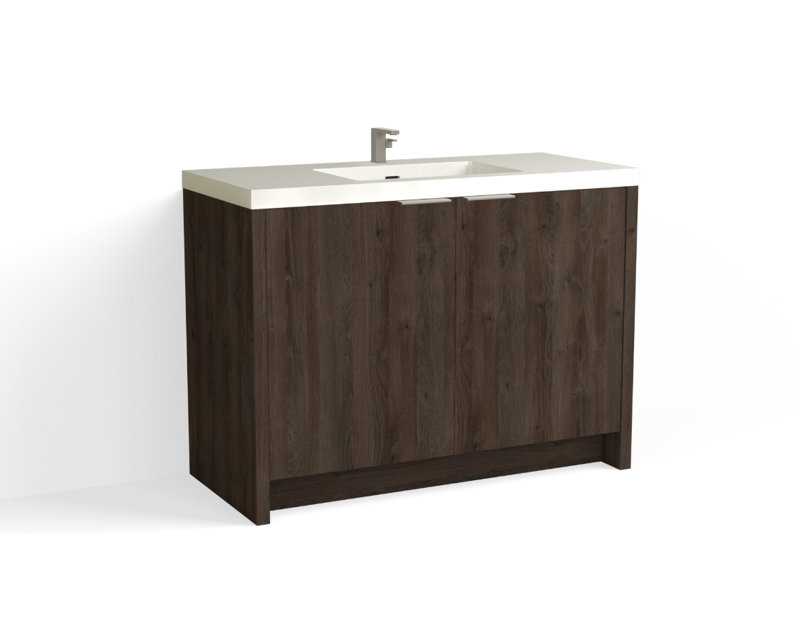 Mesa 48" W Freestanding Single Bathroom Vanity , White Nanomatte/Matte Black, White Gloss, Single-Hole