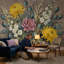 Papier peint amovible de jardin botanique jaune avec dahlia mauve-1171664959-1171664932