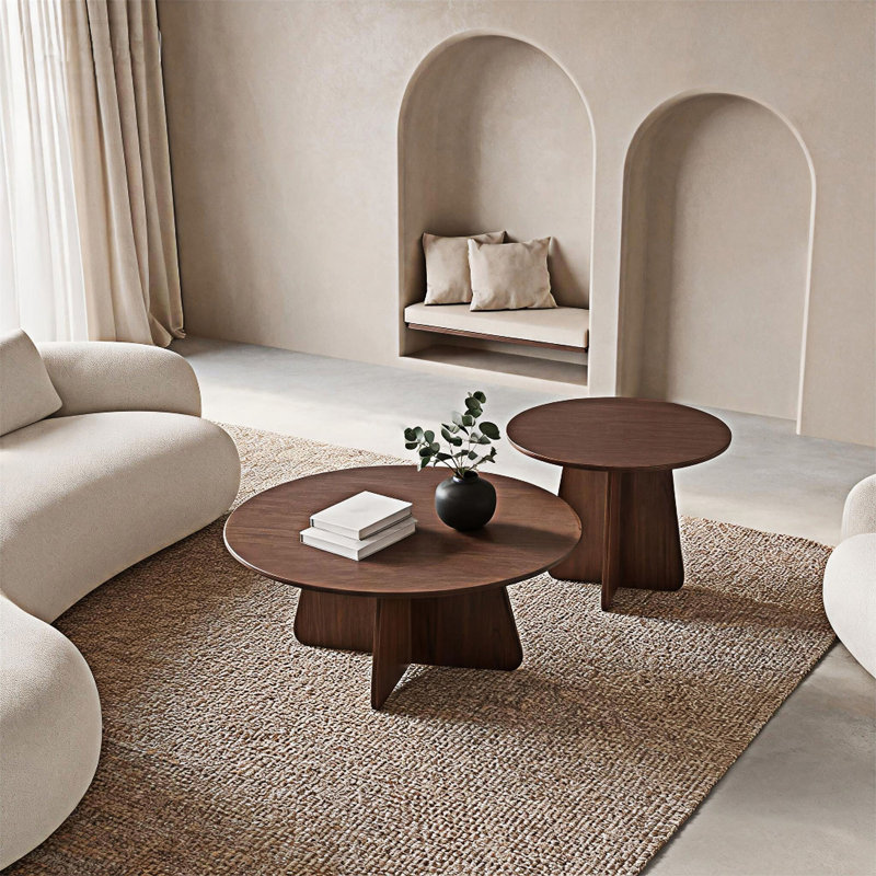 Ensemble de 2 tables basses gigognes, Noyer