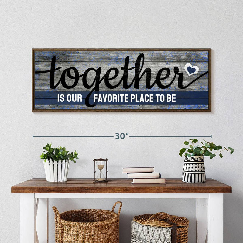 Plaque murale "Together", 31 po x 11 po, Cadre flottant noyer