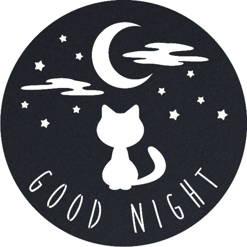 Good Night Cat Wall Décor, Silver, 22" H x 22" W x 0.06" D