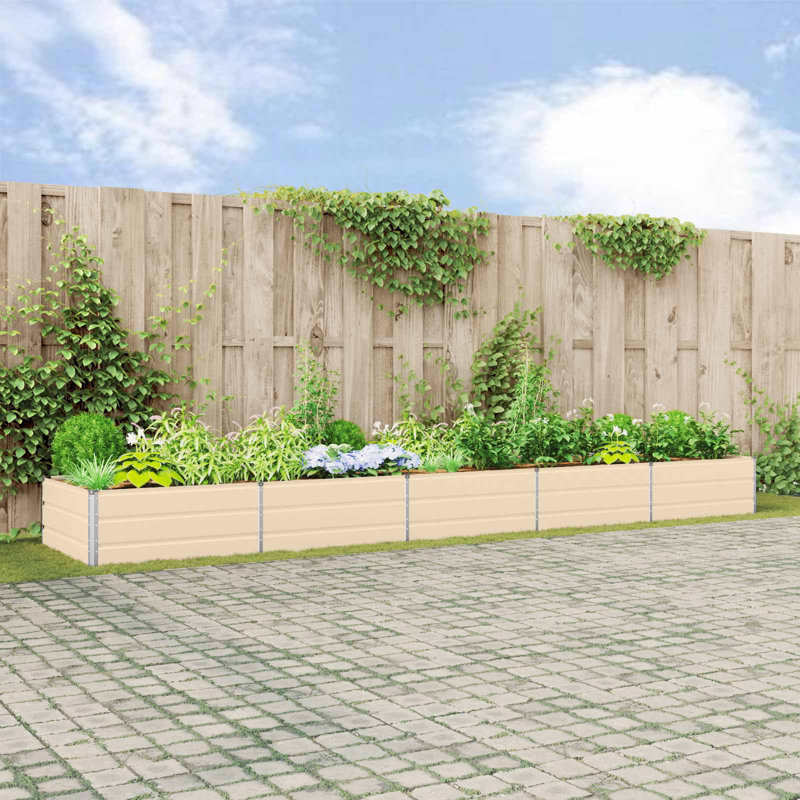 Planter Galvanised Steel, 45cm H x 480cm W x 100cm D, Ivory