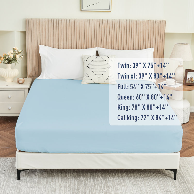  Sunflower Brushed Microfiber Fitted Sheet Only With Straps Fits Up To 14, Queen Fitted Sheet, Powder Blue