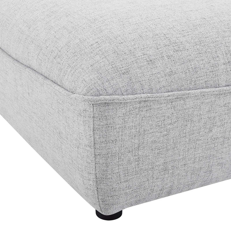 Modway Comprise Sectional Sofa Ottoman, Light Grey Velvet, Light Gray Polyester