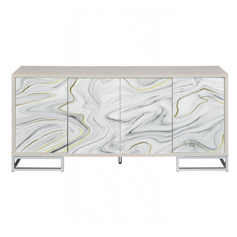 Armoire console Panos White Marcle Paint & Chrome